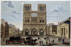 Der Vorplatz von Notre Dame - in „Vues de Paris“ von Courvoisier