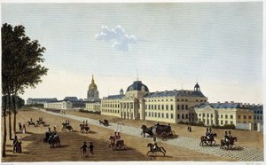 Ansicht der Militärschule auf der Seite des Champs de Mars, um 1820 - in „Vues de Paris“ von Courvoisier