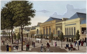 Ansicht der Theater von Amigue-Comique und Gaîté - in „Vues de Paris“ von Courvoisier