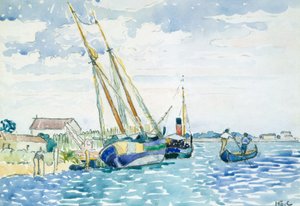 Meereslandschaft (Boote in der Nähe von Venedig), 1903 von Henri Edmond Cross