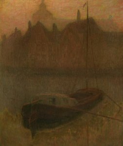 Boot auf dem Kanal (Morgen)