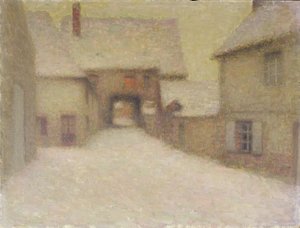 Schnee, das alte Dorf, Gerberoy von Henri Eugene Augustin Le Sidaner