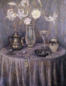Der Tisch, graue Harmonie von Henri Eugene Augustin Le Sidaner
