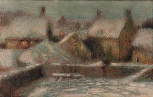 Schneeszene am Abend, ca. 1901 von Henri Eugene Le Sidaner