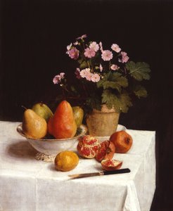 Stillleben (Primeln, Birnen und Granatäpfel)