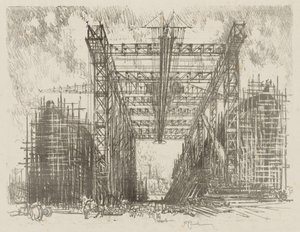 Englische Kriegsarbeit: Der Kran (Eine Handelswerft) von Ignace Henri Jean Fantin Latour