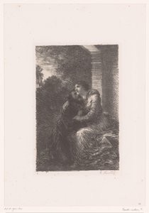 Lohengrin und Elsa umarmen sich in der Brautsuite von Ignace Henri Jean Fantin Latour