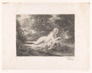 Nymphe mit Wasserkrug bei einem Waldbach von Ignace Henri Jean Fantin Latour