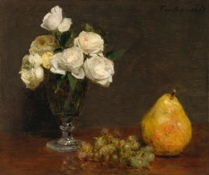 Stillleben mit Rosen und Früchten von Ignace Henri Jean Fantin Latour