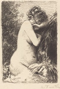 Weinende: Studie einer nackten Frau, sitzend im Profil nach rechts von Ignace Henri Jean Fantin Latour
