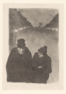 Mann und Frau abends auf der Straße