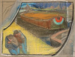 Männer ziehen einen Lastkahn [Studie für Boubourouche] von Henri Gabriel Ibels