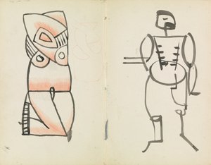 Kauernde Frau und stehender Mann