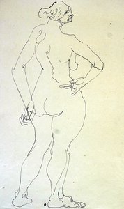 Weiblicher Akt mit Hand auf der Hüfte von Henri Gaudier Brzeska