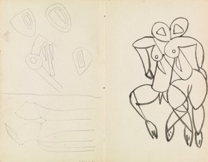 Fünf abstrakte Skizzen und Studien für männliche und weibliche Figuren von Henri Gaudier Brzeska