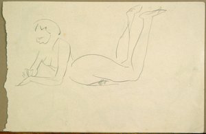 Nacktes Mädchen, das auf dem Boden liegt von Henri Gaudier Brzeska