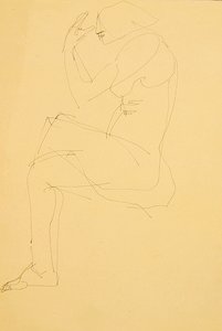 Sophie nackt, sitzend, Beine gekreuzt von Henri Gaudier Brzeska