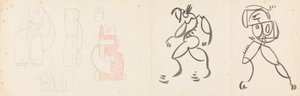 Zwei tanzende Figuren und fünf Studien für eine Mutter-Kind-Gruppe von Henri Gaudier Brzeska