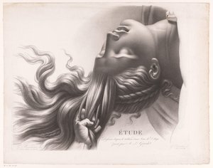 Kopf einer jungen Frau, die an den Haaren gezogen wird von Henri Guillaume Chatillon