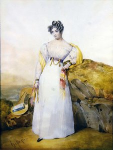 Porträt einer Dame in einer Landschaft