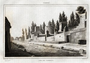 Der Weg der Gräber in Pompeji, Gravur von Labrouste, in „Italien malerisch“, Amable Coste Herausgeber, Paris