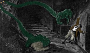 Der Roman „Der Krieg der Welten“ von H. G. Wells (Herbert George) (1866-1946). Illustration von H. Lanos. Anfang des Jahrhunderts