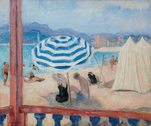 Cannes, Blauer Sonnenschirm und Zelte von Henri Lebasque
