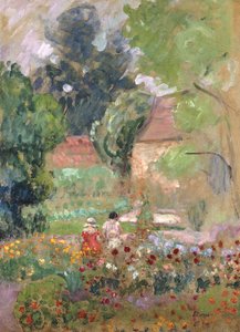 Marthe, Nono und Pierre im Garten
