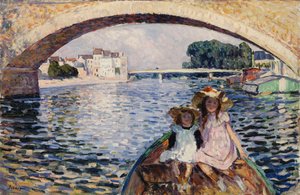 Junge Mädchen auf einem Kahn von Henri Lebasque