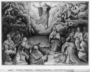 Leben Christi, Himmelfahrt, vorbereitende Studie für den Wandteppichentwurf für die Kirche Saint-Merri in Paris, um 1585-90 von Henri Lerambert