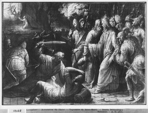 Leben Christi, die Verhaftung Christi, vorbereitende Studie eines Wandteppich-Kartons für die Kirche Saint-Merri in Paris, ca. 1585-90