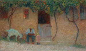 Bauer vor seinem Haus in Labastide-du-Vert, um 1910 von Henri Martin