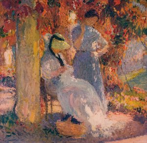 Nähszene unter der Pergola in Marquayrol, 1902, ca. 1932 von Henri Martin
