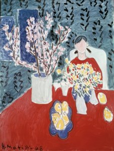 Zweige eines Pflaumenbaums auf grünem Hintergrund von Henri Matisse
