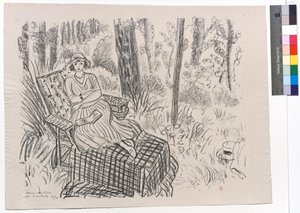 Junges Mädchen auf der Chaiselongue im Unterholz von Henri Matisse