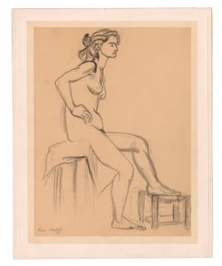 Sitzender weiblicher Akt, ein Fuß auf einem Hocker von Henri Matisse