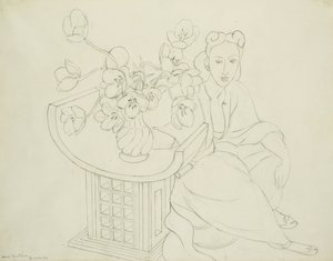 Sitzende Frau mit Vase Tulpen von Henri Matisse