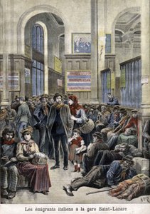 Italienische Auswanderer am Bahnhof St. Lazarus - in "The Petity Journal", März 1896 von Henri Meyer