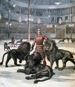 Löwenbändigung im Lhippodrome, Paris, 1891 von Henri Meyer