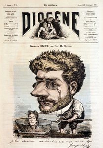 Porträt von Georges Bizet von Meyer - in „Diogenes“, 28.09.1867 von Henri Meyer