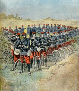 Die großen Manöver der französischen Armee: Die Radfahrkompanie im Karree von Henri Meyer