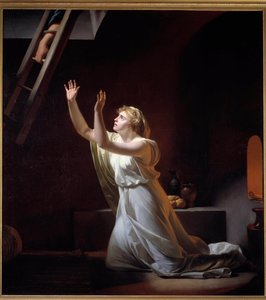 Die Folter einer Vestalin. Eine Vestalin, eine römische Priesterin, die zur Keuschheit verpflichtet ist, wird lebendig in einen Keller gebracht für ihr Vergehen. Gemälde von Henri Pierre Danloux (1753-1809) 1790