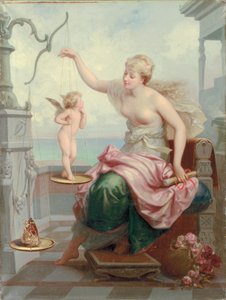 Cupidon gegen einen Schmetterling abwägen von Henri Pierre Picou