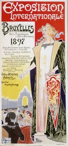 Plakat der Brüsseler Weltausstellung 1897 von Henri Privat Antoine Theodore Livemont (1861-1936) von Henri Henri Antoine Théodore Livemont