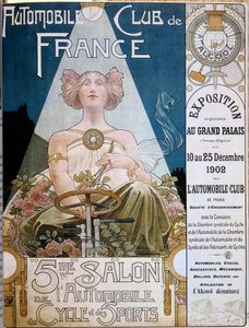 Plakat des Automobilclubs von Frankreich während der 5. Automobilausstellung im Grand Palais de Paris im Jahr 1902, Illustration von Henri Privat-Livemont (1861-1936), Versailles, Stadtbibliothek von Henri Henri Antoine Théodore Livemont