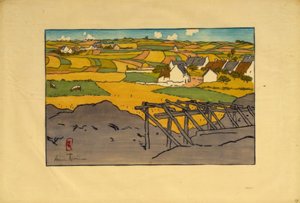 Das Dorf La Chapelle von den Tertres aus gesehen (Saint-Briac) von Henri Rivière