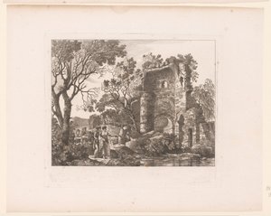 Gesellschaft in einer Landschaft mit Ruinen von Henri Thomann