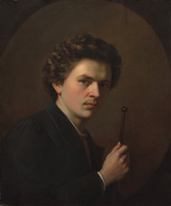 Selbstporträt mit einem Malstock, ca. 1863 von Henri Victor Regnault