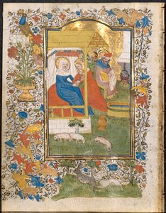 Die Geburt Christi: Blatt aus einem Stundenbuch (3 von 6 herausgetrennten Blättern) von Henri d