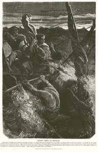 Julius Caesar, verkleidet als Sklave, enthüllt seine Identität der Besatzung eines Bootes, das während der Überquerung der Adria in einen Sturm geriet, 48 v. Chr. von Henri de (after) Montaut